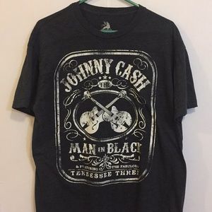 Johnny Cash Man in Black T-Shirt Men's Large